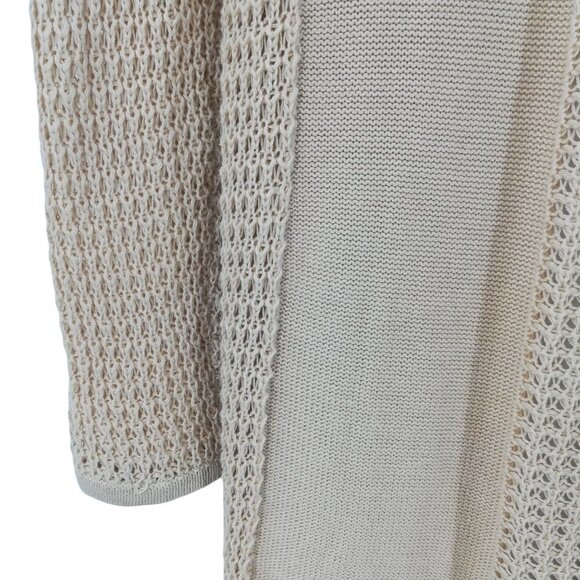 Chicos Open Front Knit Cardigan Sweater Size 1 M Waterfall Crochet Boho Long - Picture 9 of 11